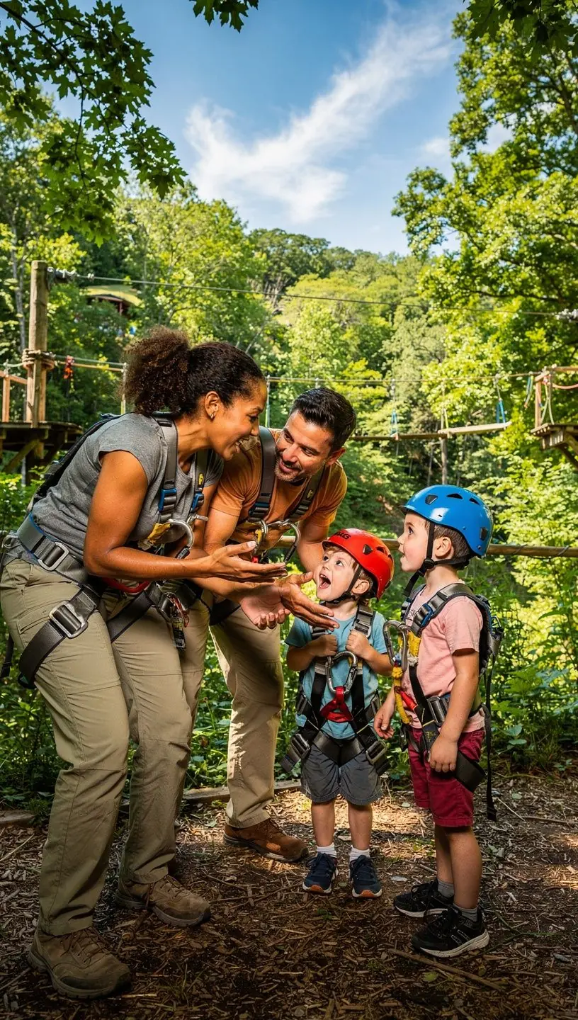 Дети, участвующие в развлекательной программе на семейном курорте.
