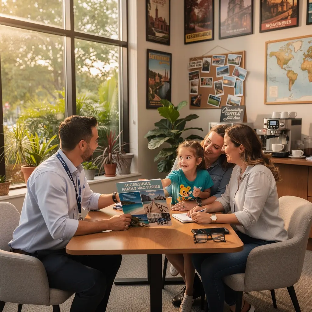 Семья, прогуливающаяся по доступным тропам в живописном заповеднике.